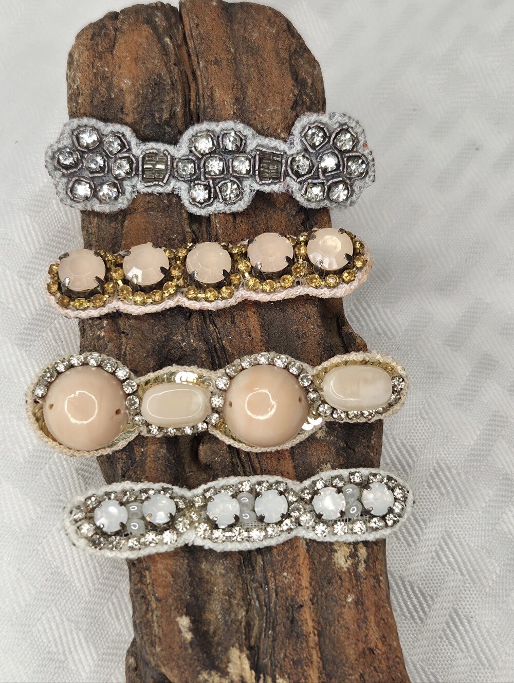 Deepa Gurnani Handmade Crystal and Rhinestone Hair Bobby Pins Clips Lot Of 4
